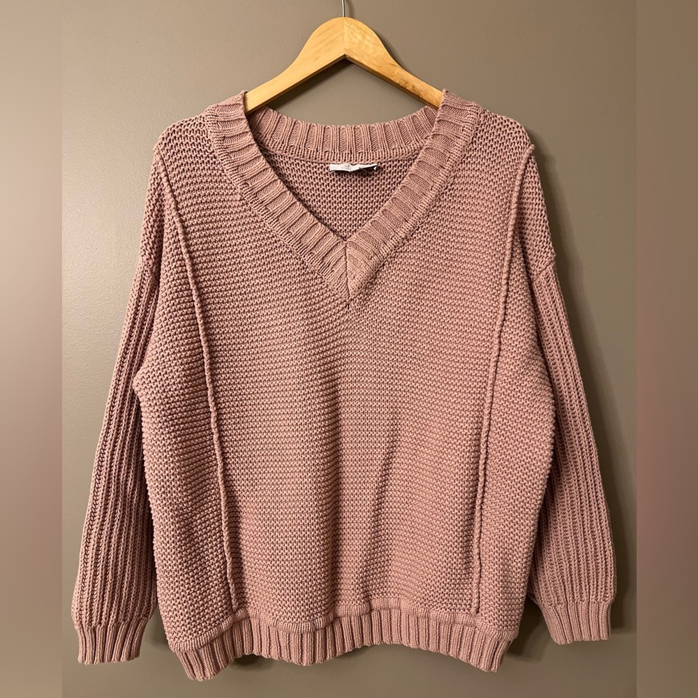 Encore by Idina Menzel Knit Dusty Pink Sweater 1X